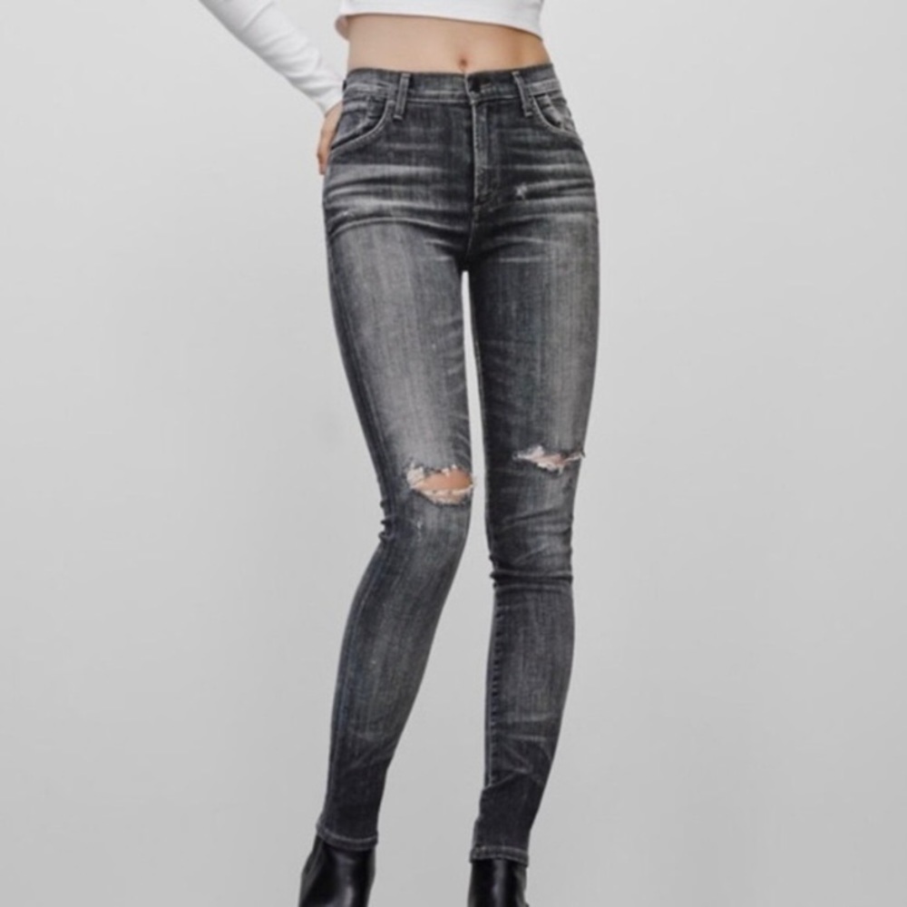 NWOT Citizens of Humanity Olivia High Rise Faded Black Distressed Jeans - Sz 27!